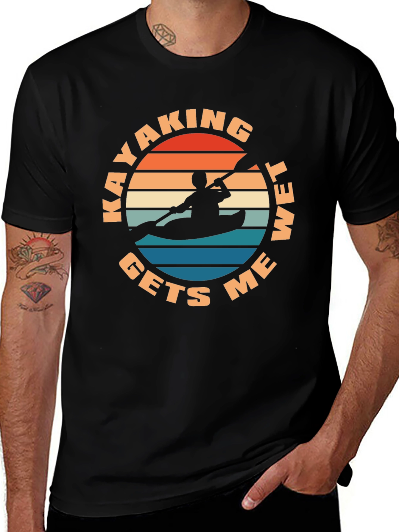 Variant 7 of Kayaking Gets Me Wet T-Shirt - Retro Design