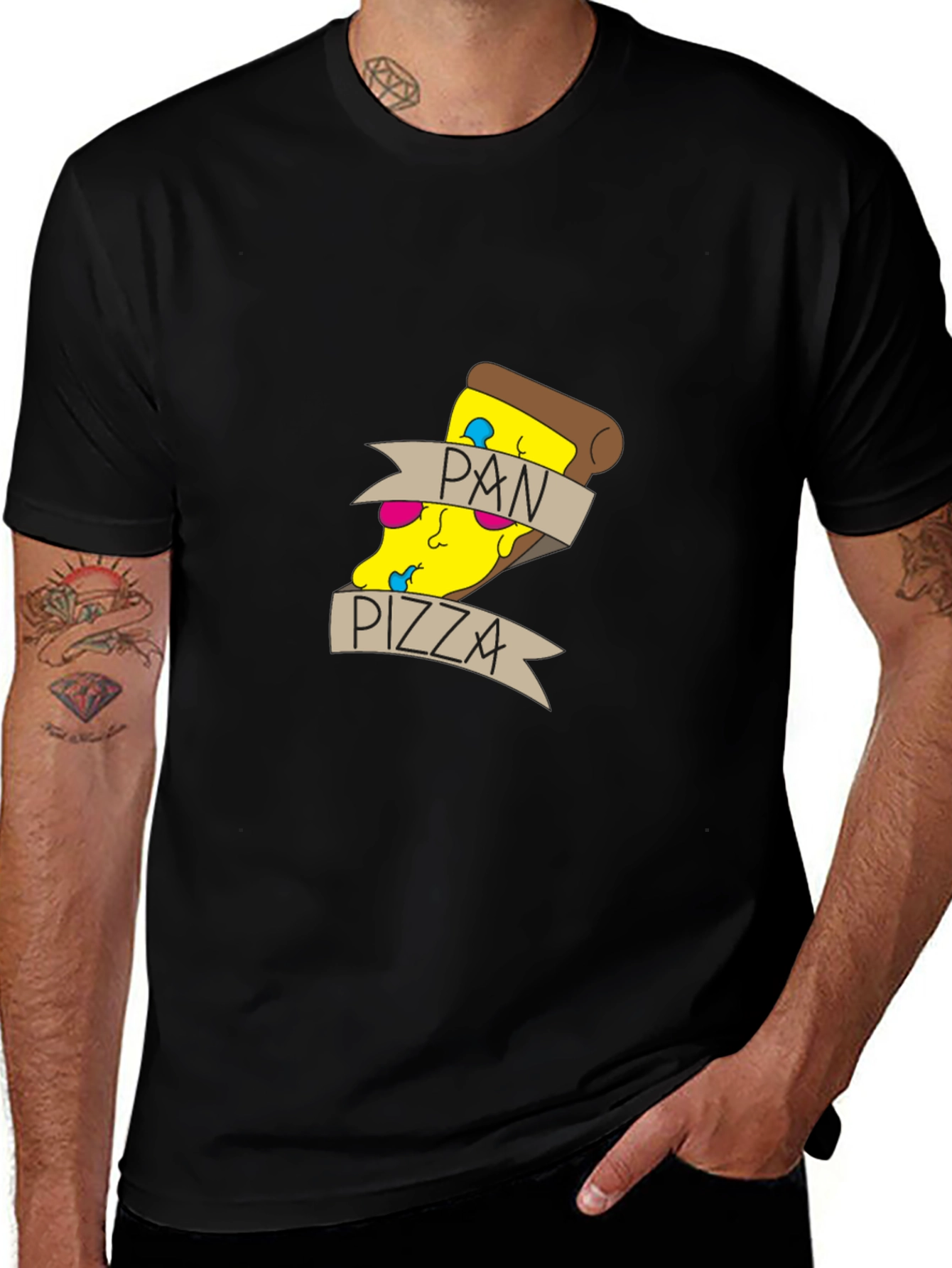 Variant 20 of Pan Pizza Graphic Tee - Casual Black T-Shirt