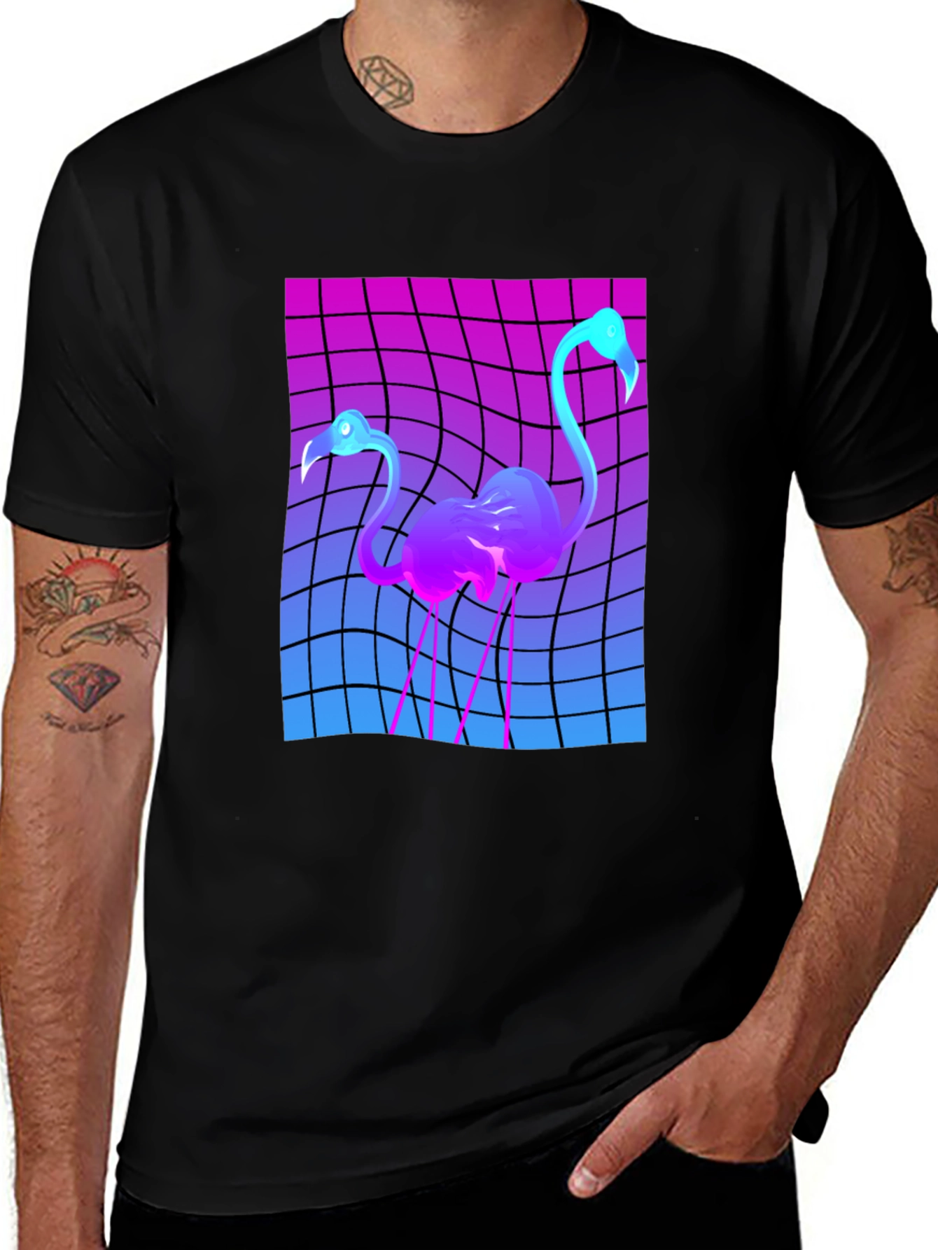 Variant 17 of Retro Flamingo Graphic T-Shirt - Vaporwave Style Tee