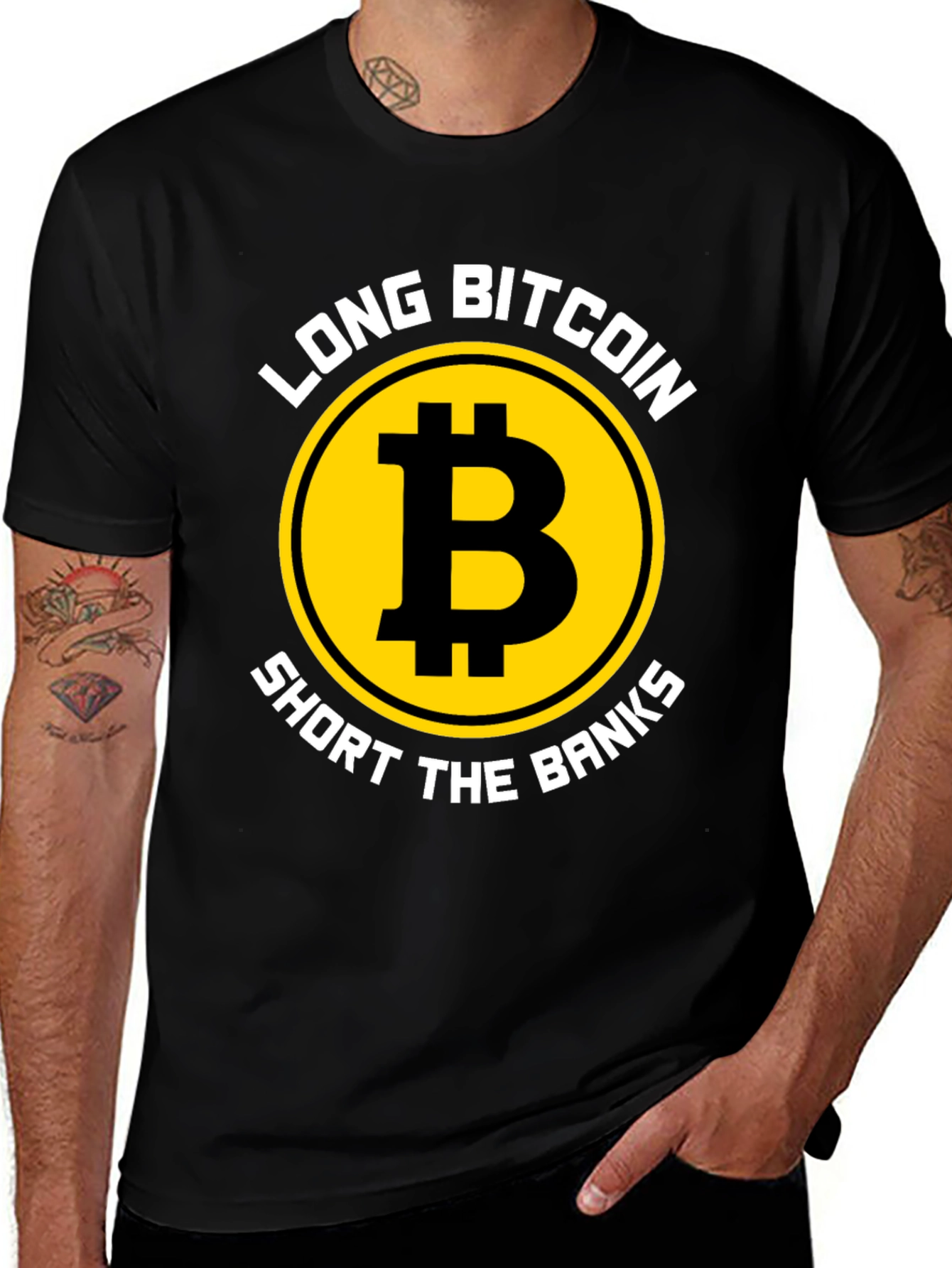 Long Bitcoin Short the Banks Graphic Tee