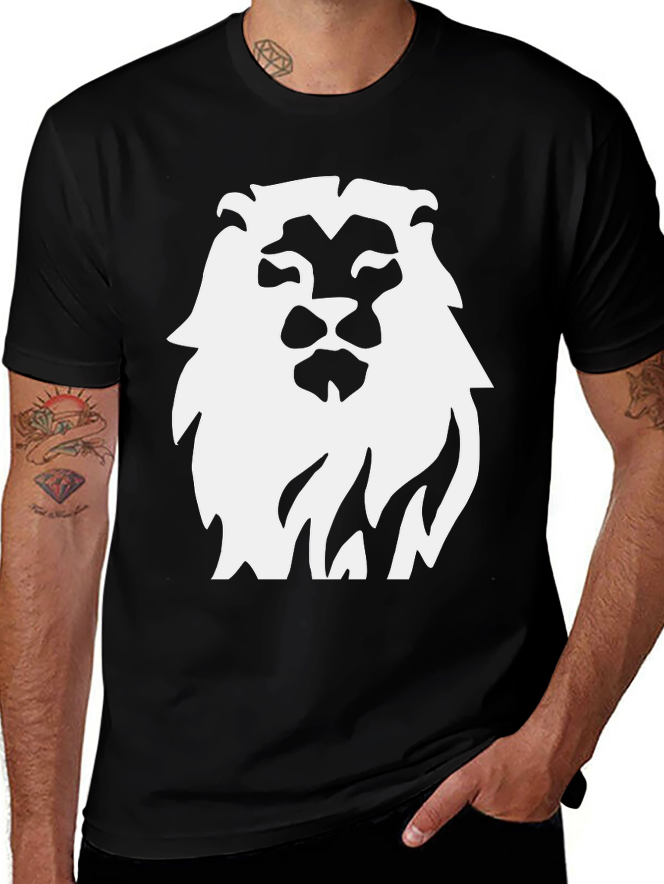 Variant 24 of Bold Lion Graphic Tee - Classic Black Cotton Shirt