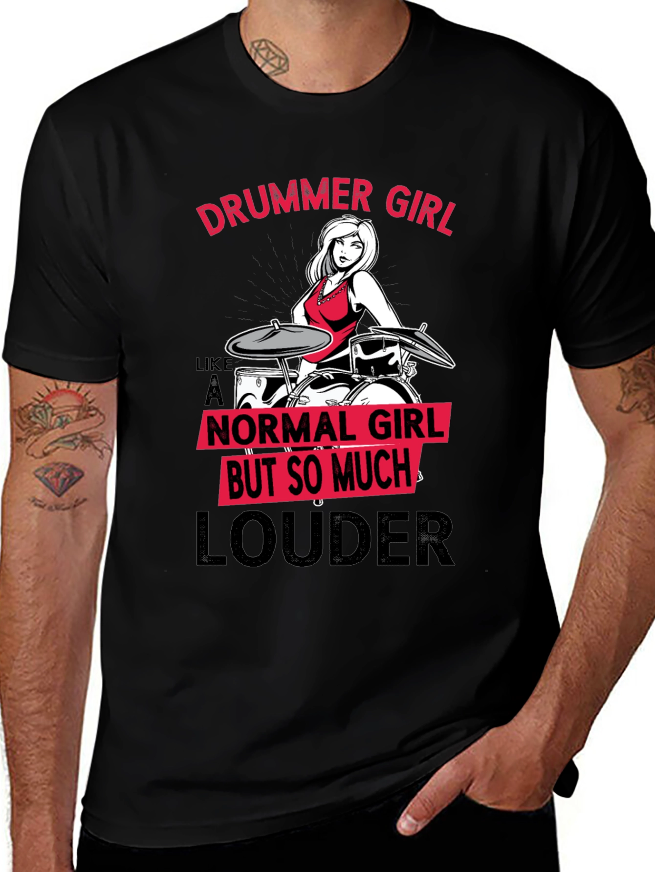 Variant 17 of Drummer Girl T-Shirt - Funny Music Lover Tee