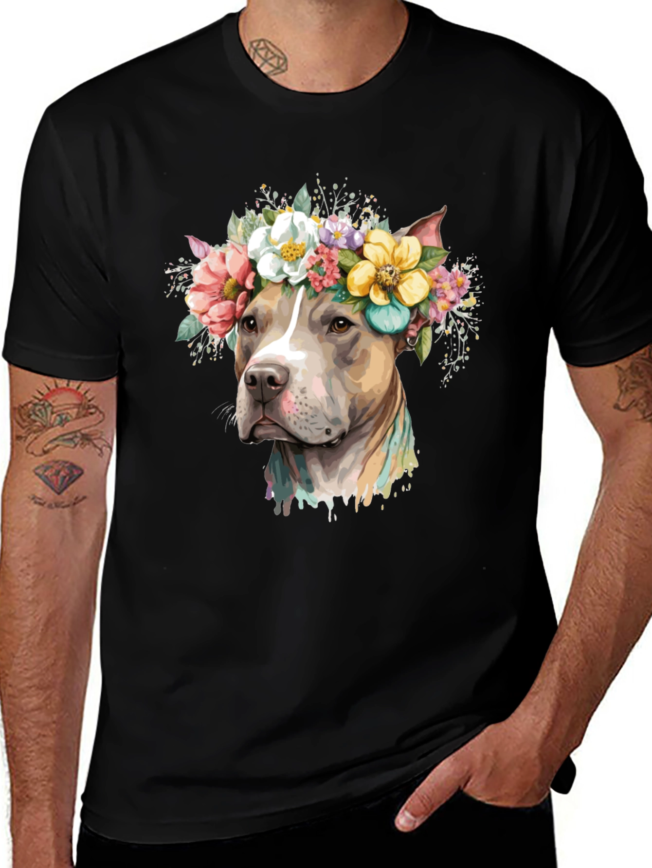 Variant 25 of Dog with Floral Crown T-Shirt