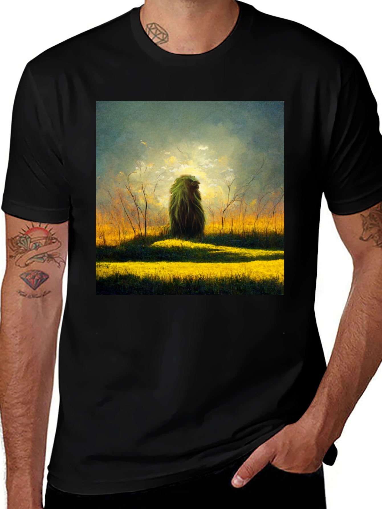 Variant 15 of Nature Art Graphic Tee - Men's Black T-Shirt