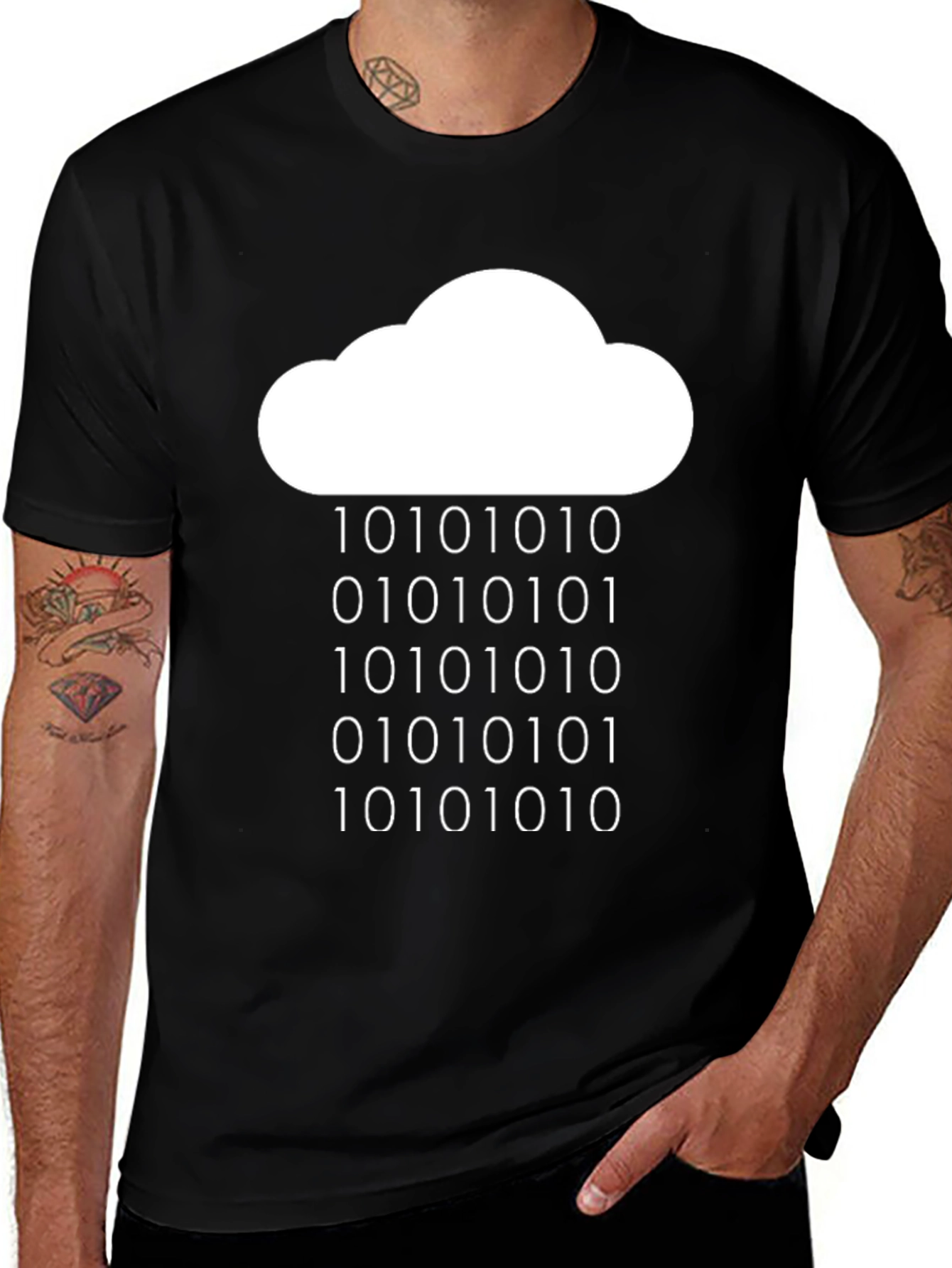 Variant 7 of Cloud Binary Code T-Shirt - Geeky & Stylish