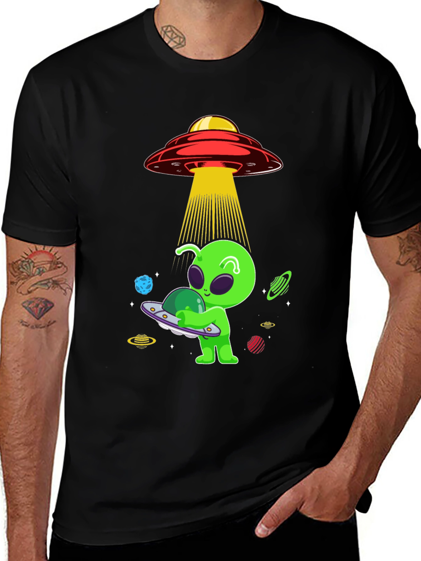 Variant 3 of Alien UFO Abduction Graphic Tee
