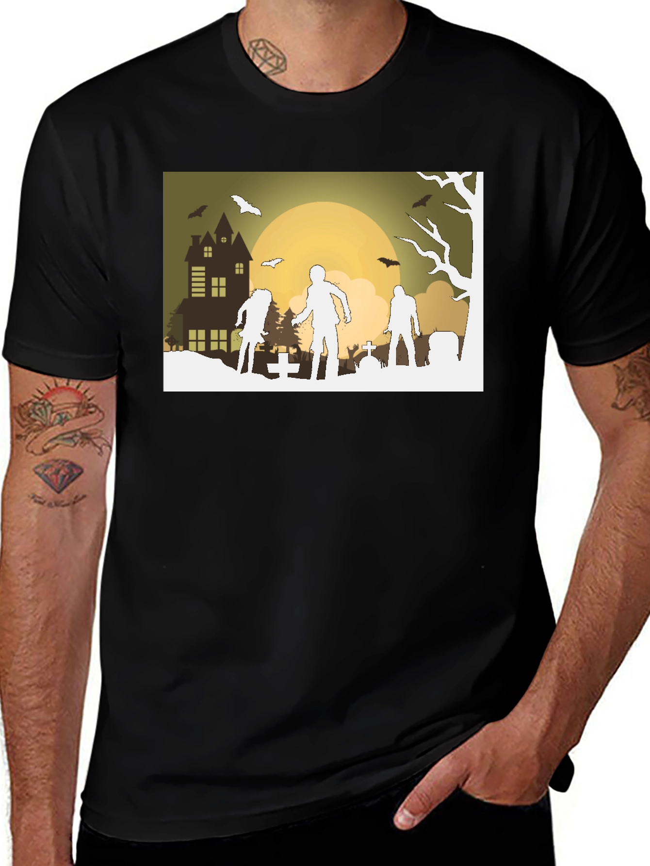 Variant 17 of Zombie Halloween T-Shirt - Spooky Silhouette
