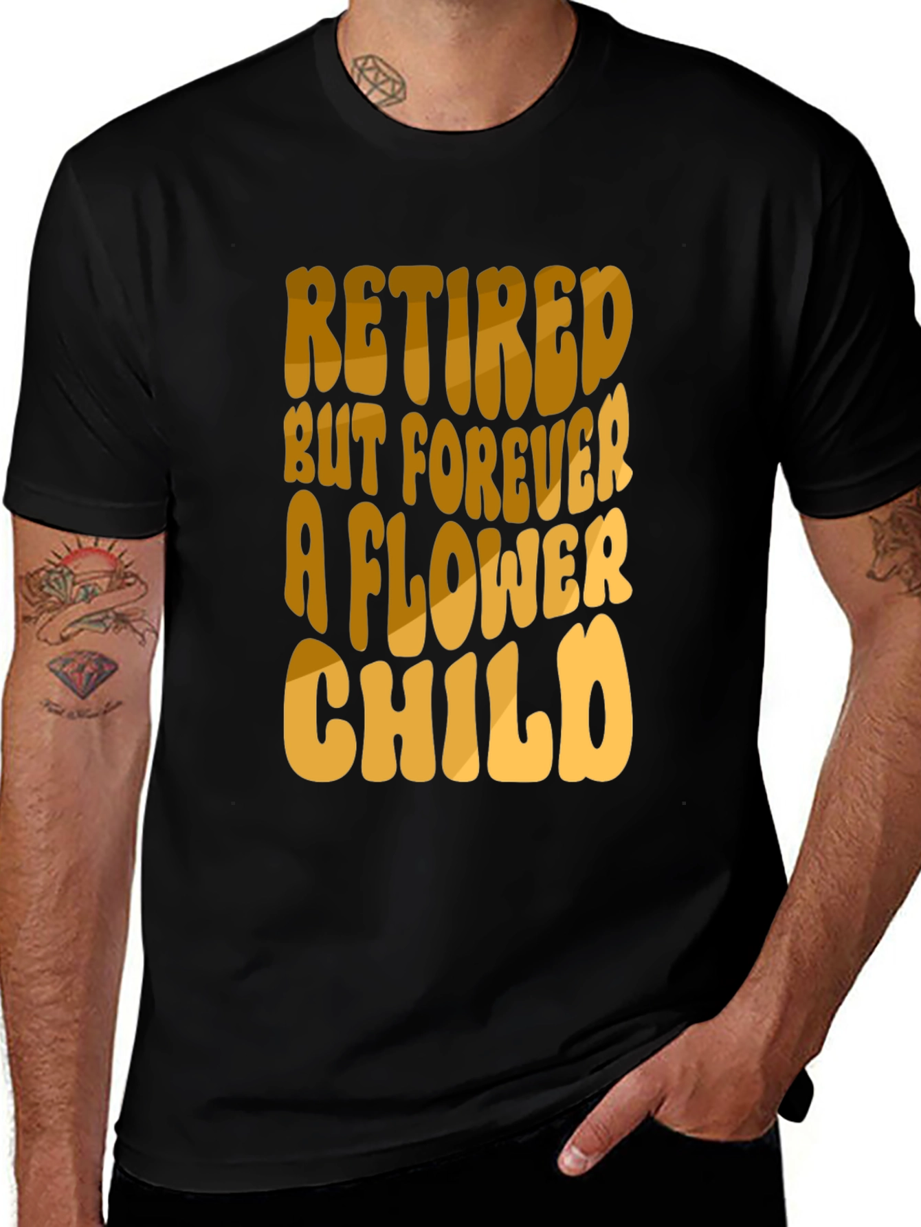 Variant 17 of Retired Flower Child Black T-Shirt