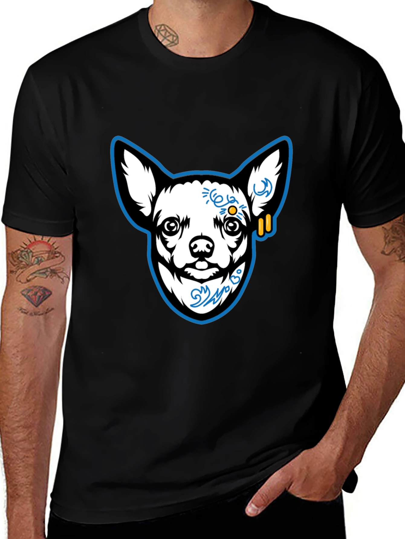 Variant 29 of Cool Chihuahua Graphic Black T-Shirt
