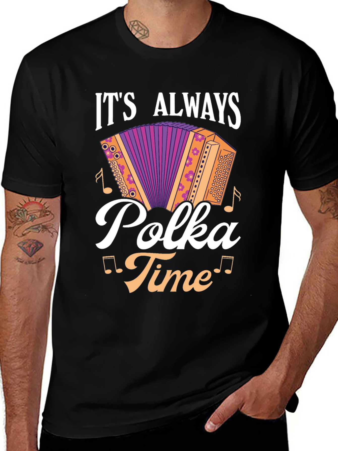 Variant 9 of It's Always Polka Time Graphic Tee - Accordion Music Shirt
