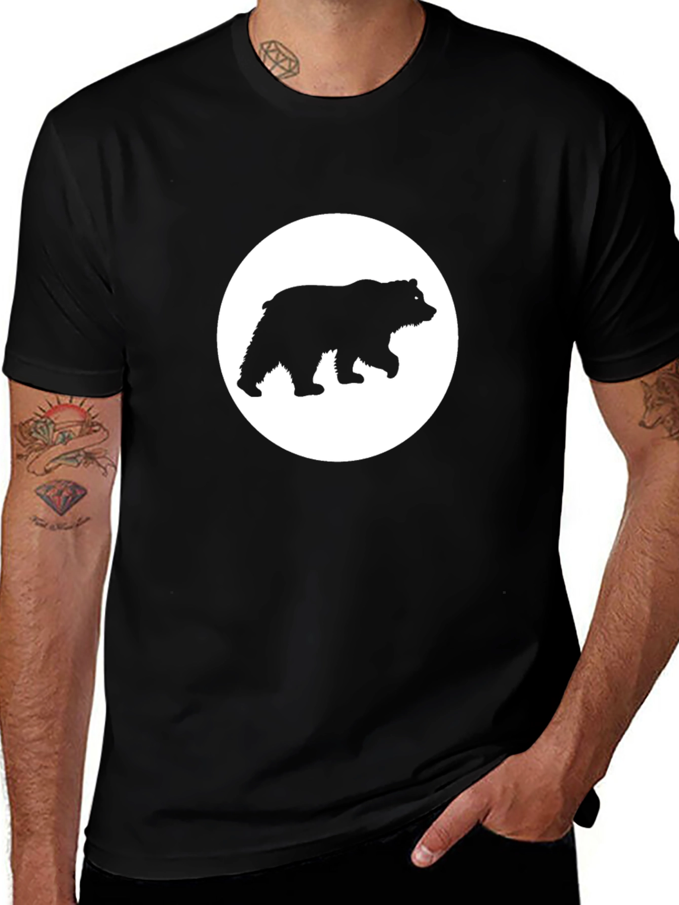 Bear Silhouette Graphic Tee - Black