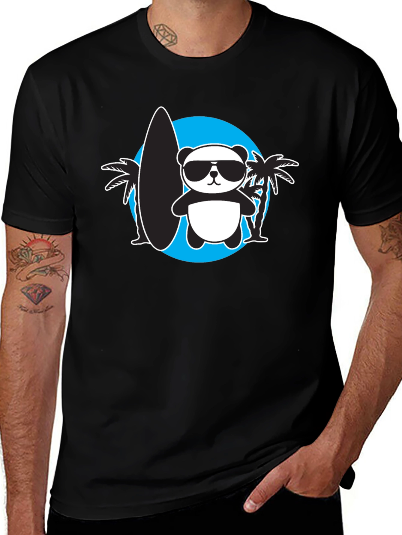 Variant 21 of Cool Panda Surfer Graphic Tee