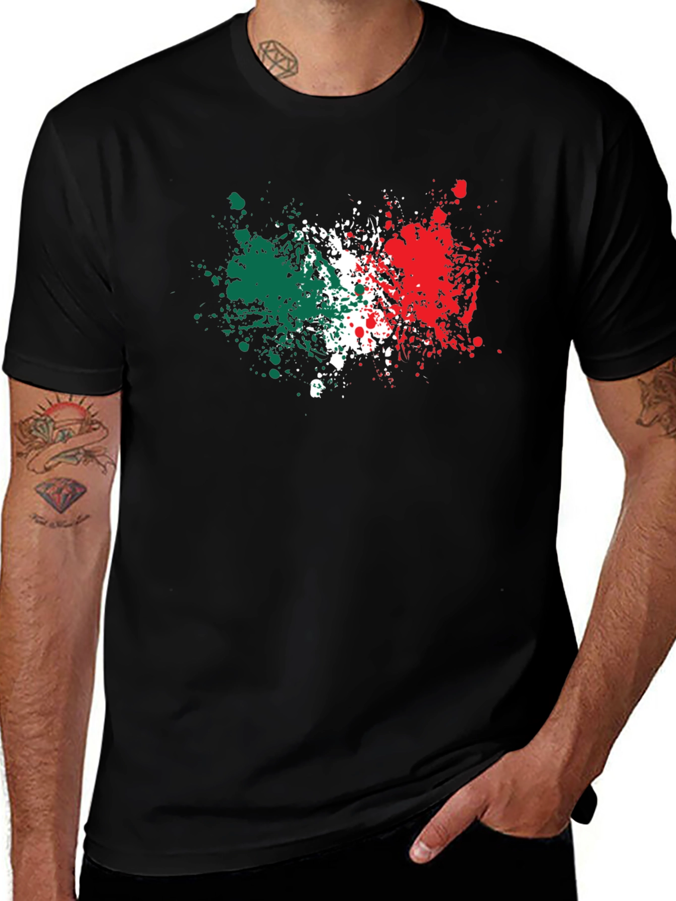 Italian Flag Paint Splatter T-Shirt