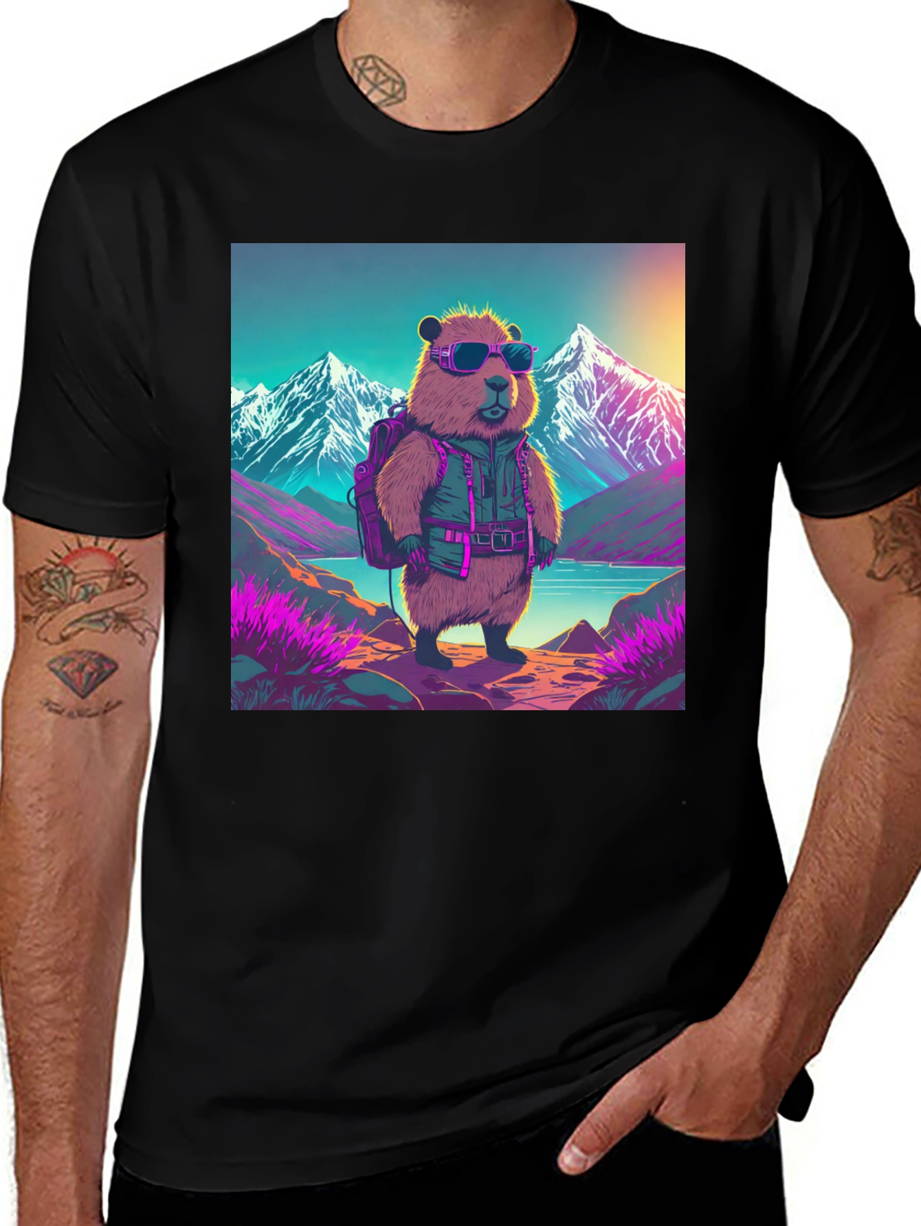 Variant 26 of Cool Hiking Bear Graphic Tee