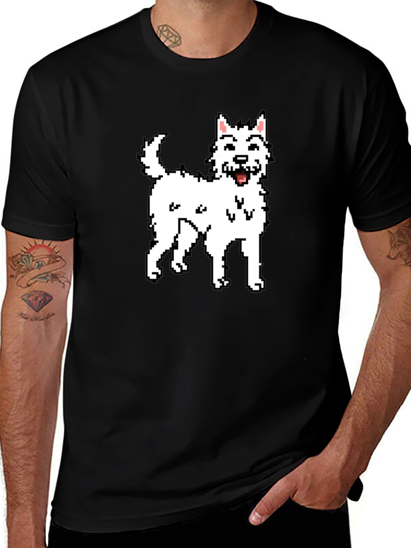 Variant 20 of Pixel Dog Black T-Shirt - Gamer Style
