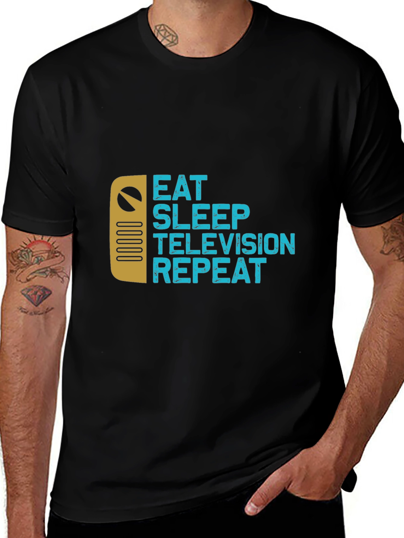 Variant 14 of Eat Sleep Television Repeat Black T-Shirt