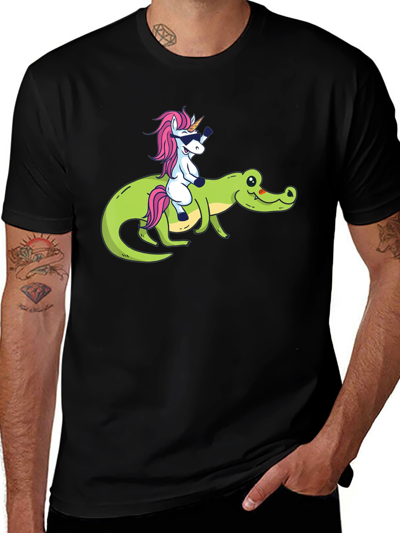 Variant 29 of Unicorn Riding Alligator Graphic T-Shirt