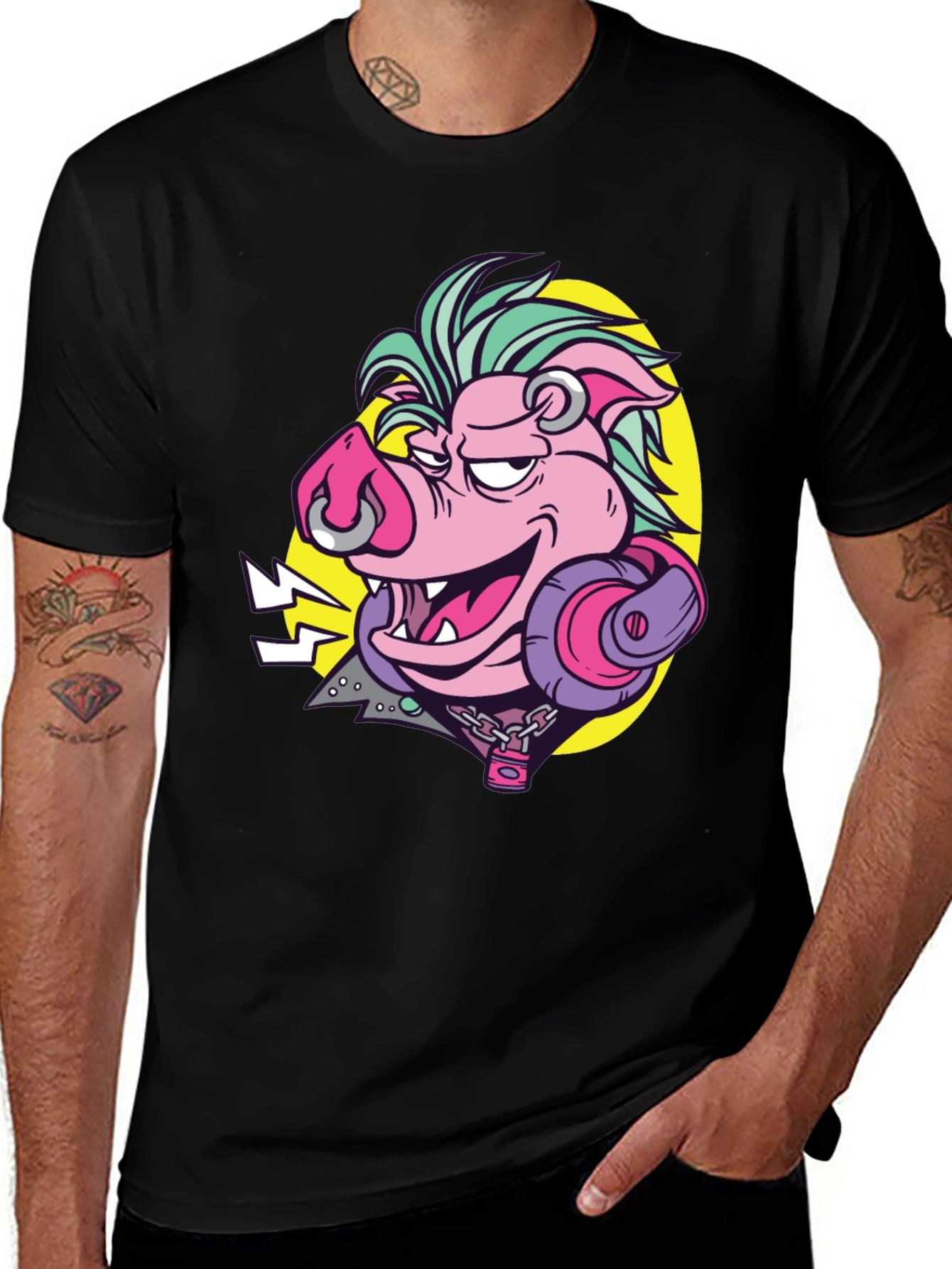 Variant 16 of Rockin' Pig Graphic Tee - Black