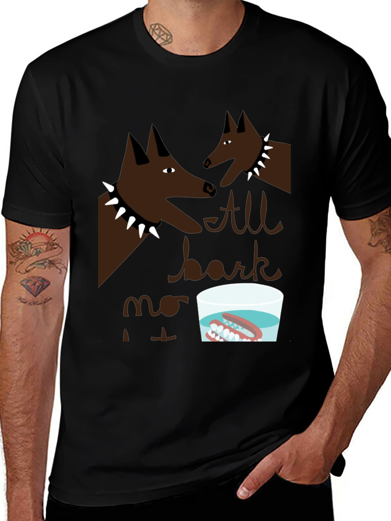 Variant 15 of All Bark No Bite T-Shirt Novelty Graphic Tee