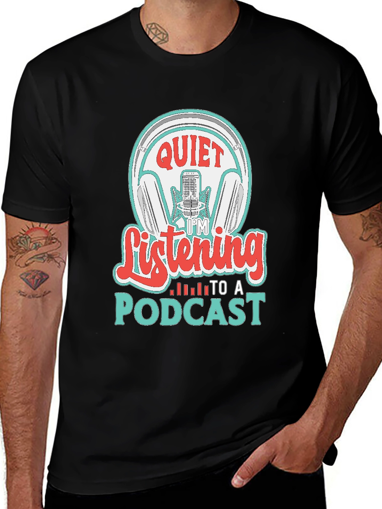 Variant 29 of Quiet I'm Listening To A Podcast T-Shirt