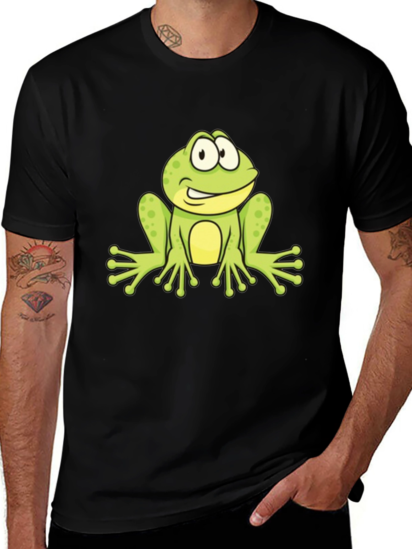 Variant 18 of Frog Graphic Black T-Shirt - Fun Cartoon Design