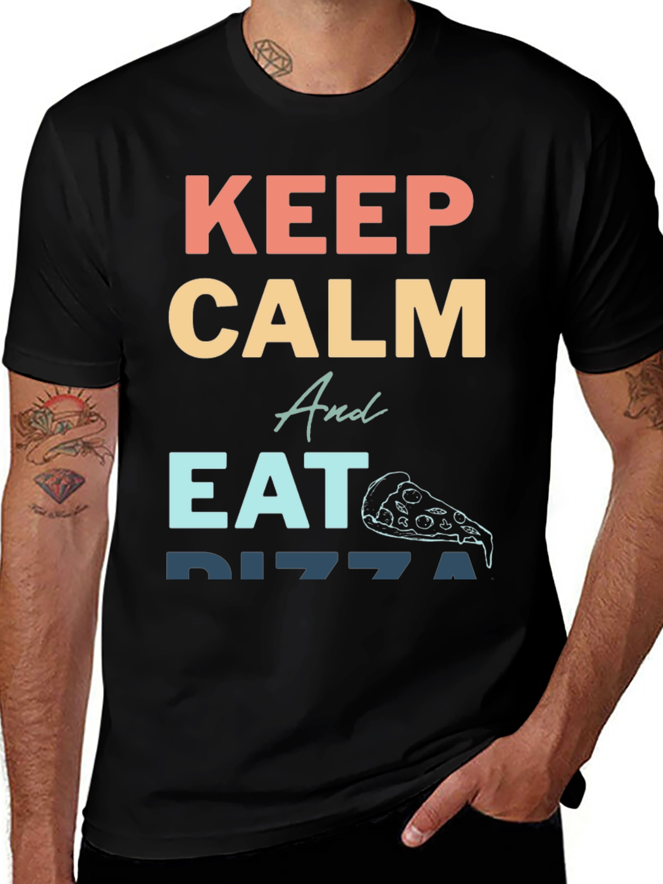 Variant 10 of Keep Calm and Eat Pizza Funny Graphic T-Shirt