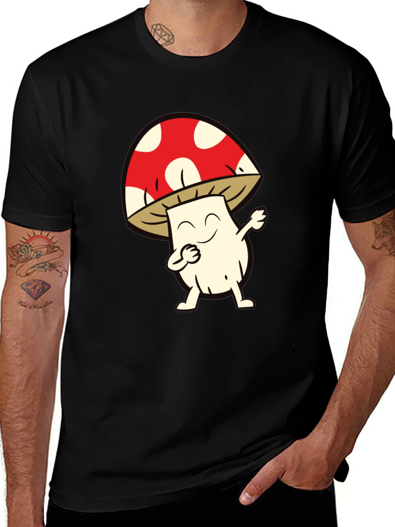Variant 5 of Funny Mushroom Dab Dance Black T-Shirt
