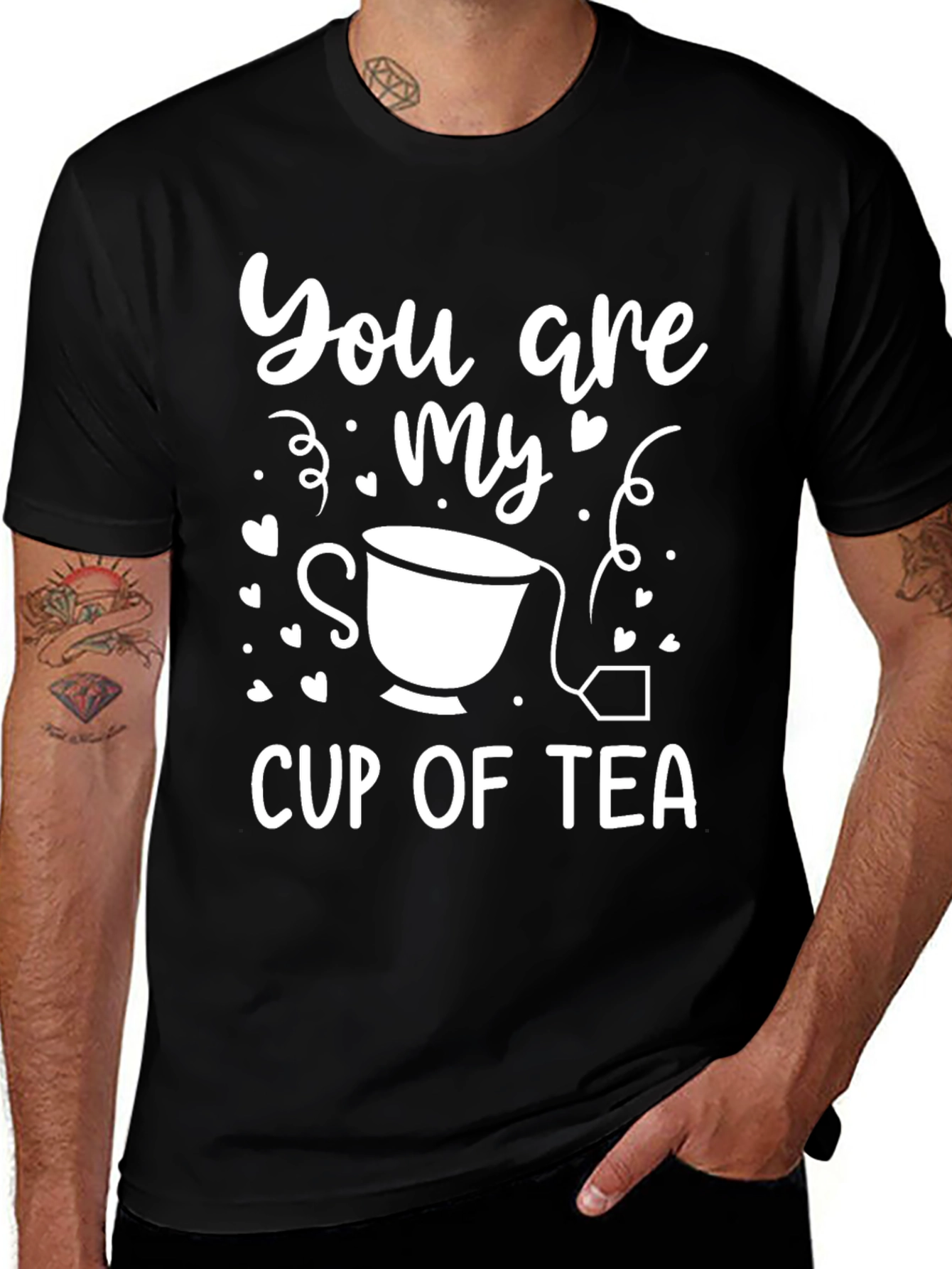 Variant 4 of You Are My Cup of Tea T-Shirt - Black Cotton Blend