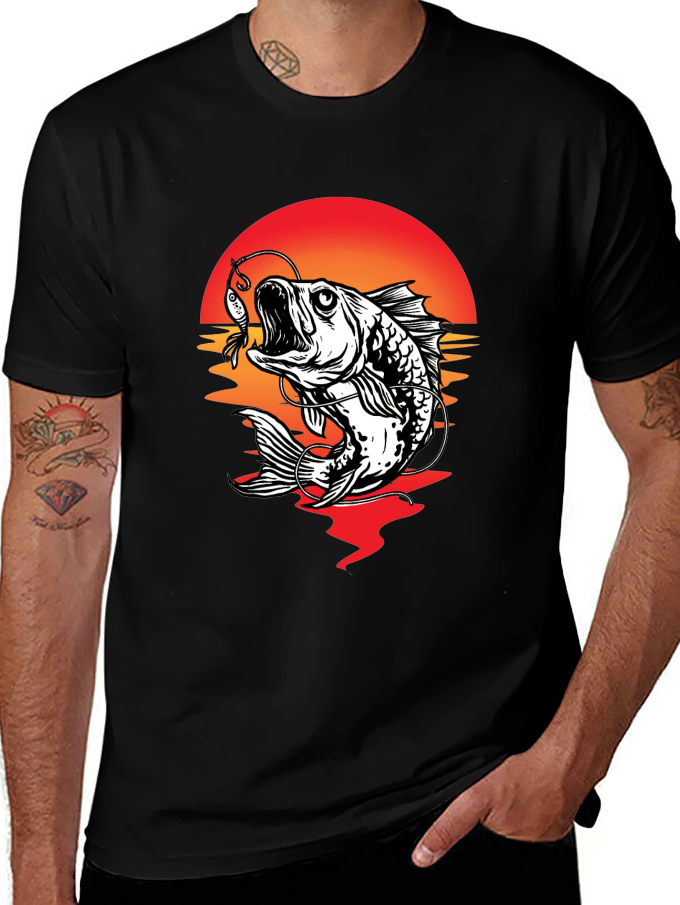 Variant 24 of Bass Fishing Sunset Graphic Tee