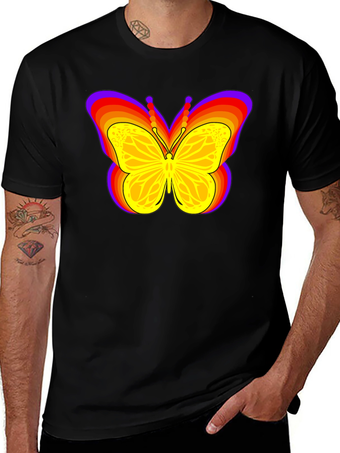 Variant 17 of Retro Butterfly Graphic Tee - Black