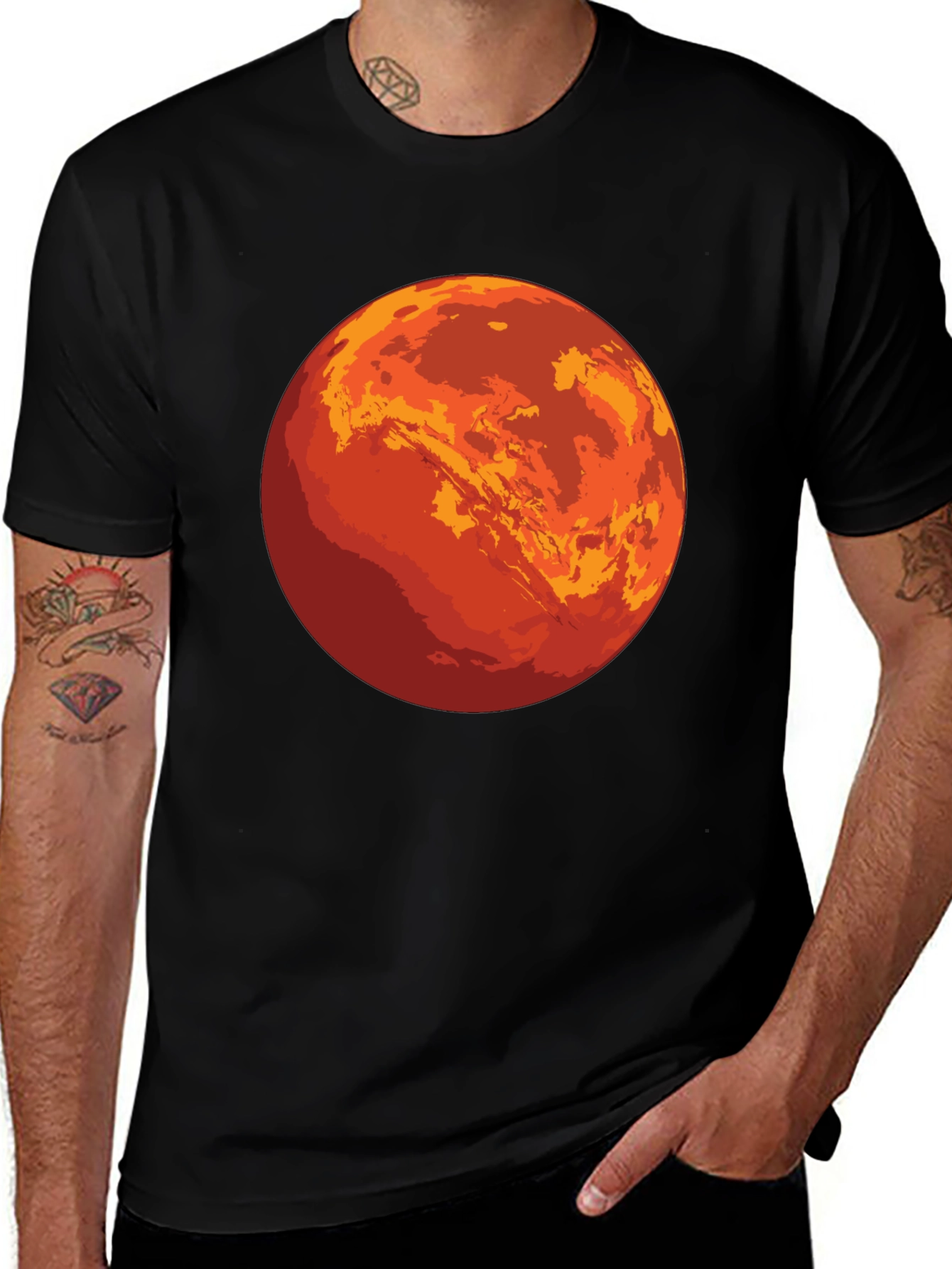 Mars Graphic Print Black T-Shirt