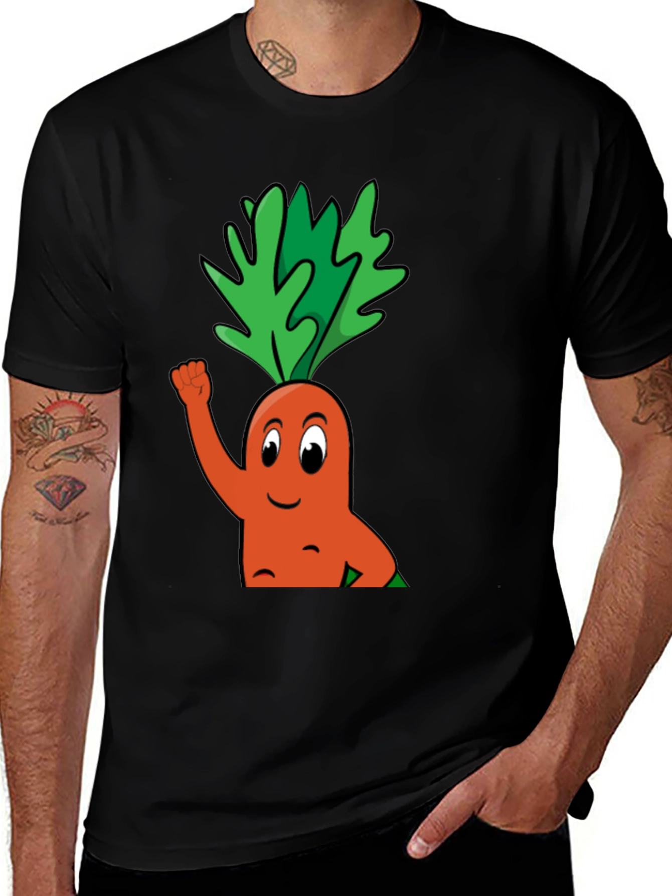 Variant 20 of Funny Carrot Cartoon Black T-Shirt