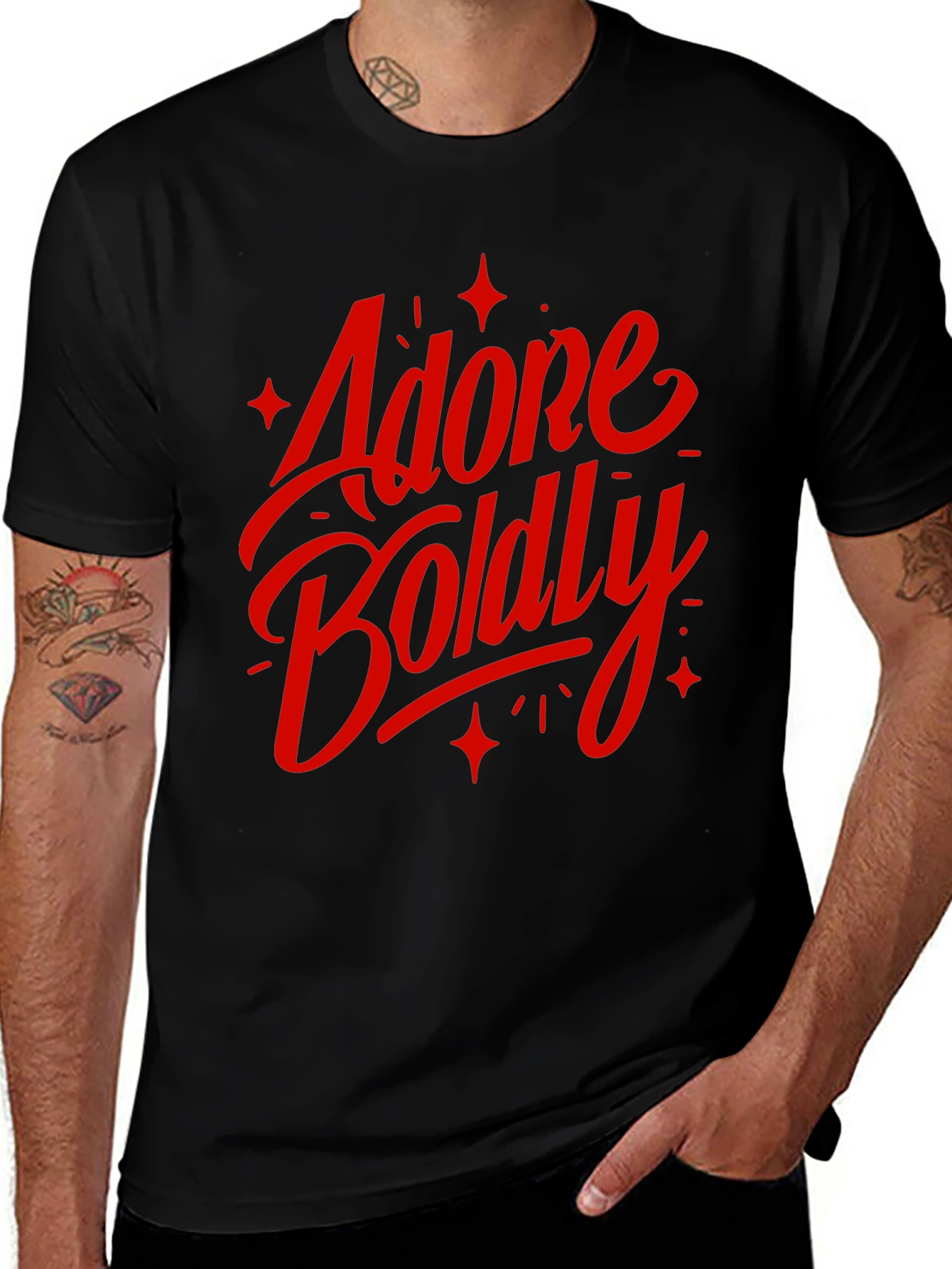 Variant 3 of Adore Boldly Graphic Tee - Black Cotton T-Shirt