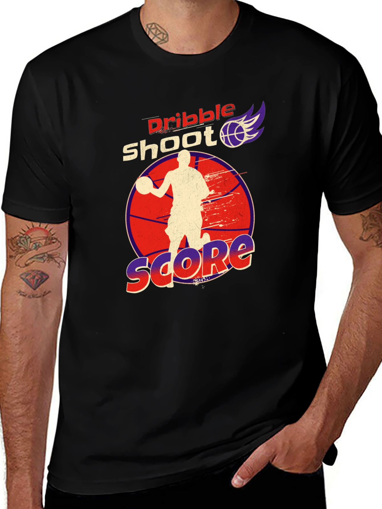 Variant 8 of Basketball Graphic Tee - Dribble, Shoot, Score!