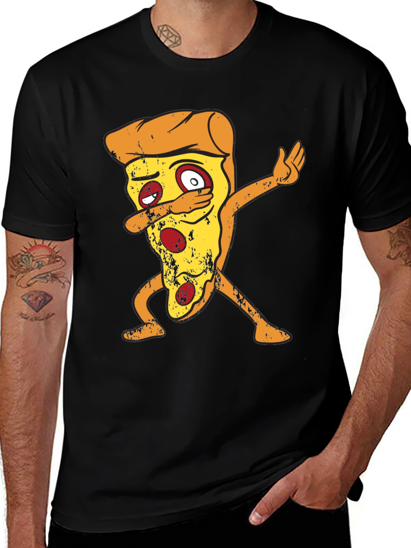 Dabbing Pizza Slice Graphic Tee - Funny Food T-Shirt