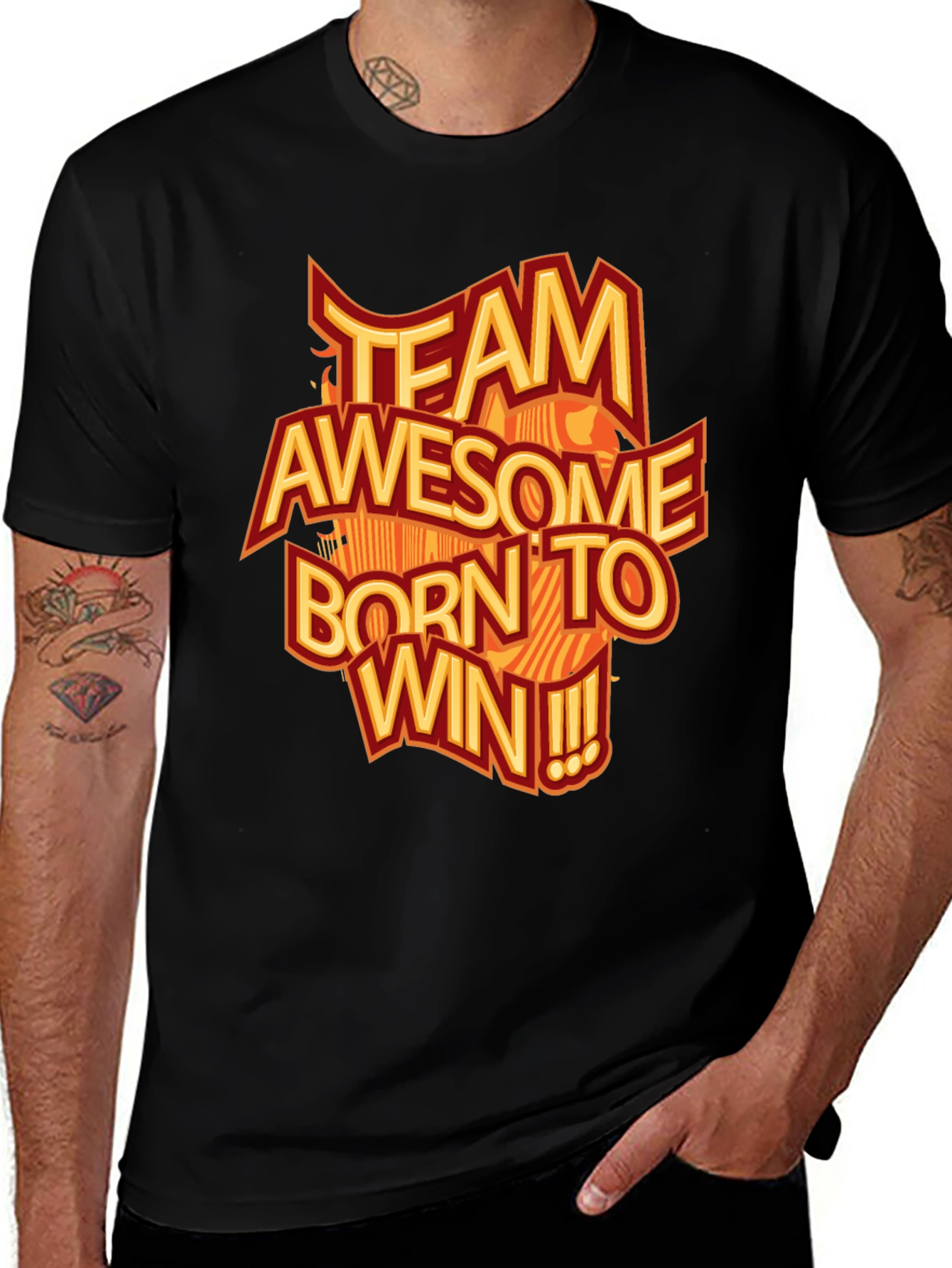 Black Team Awesome T-Shirt - Born to Win! main image