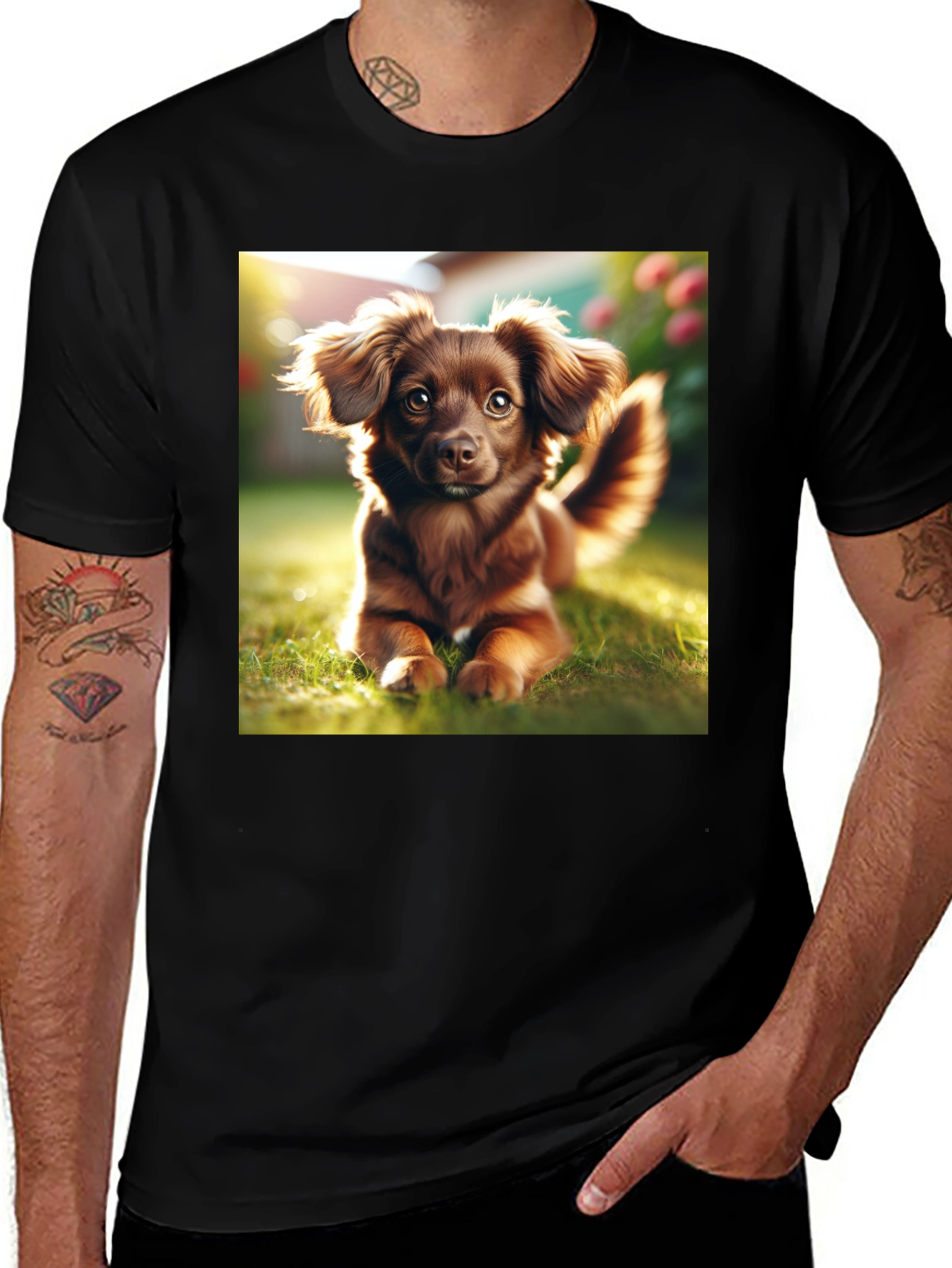 Variant 30 of Cute Dog Graphic Tee - Unisex Black T-Shirt