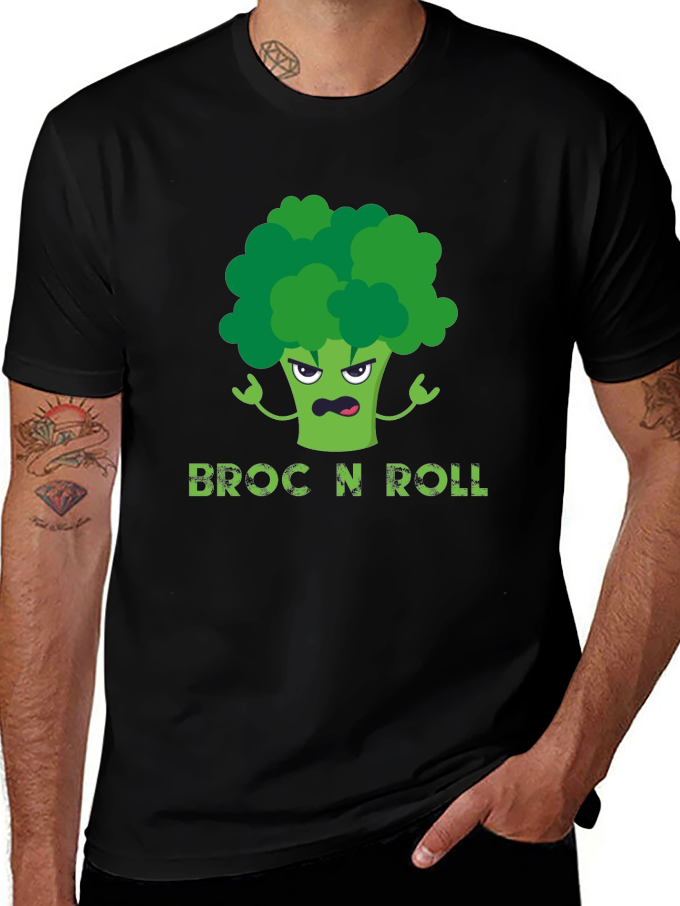 Variant 6 of Broc N Roll T-Shirt - Funny Broccoli Graphic Tee