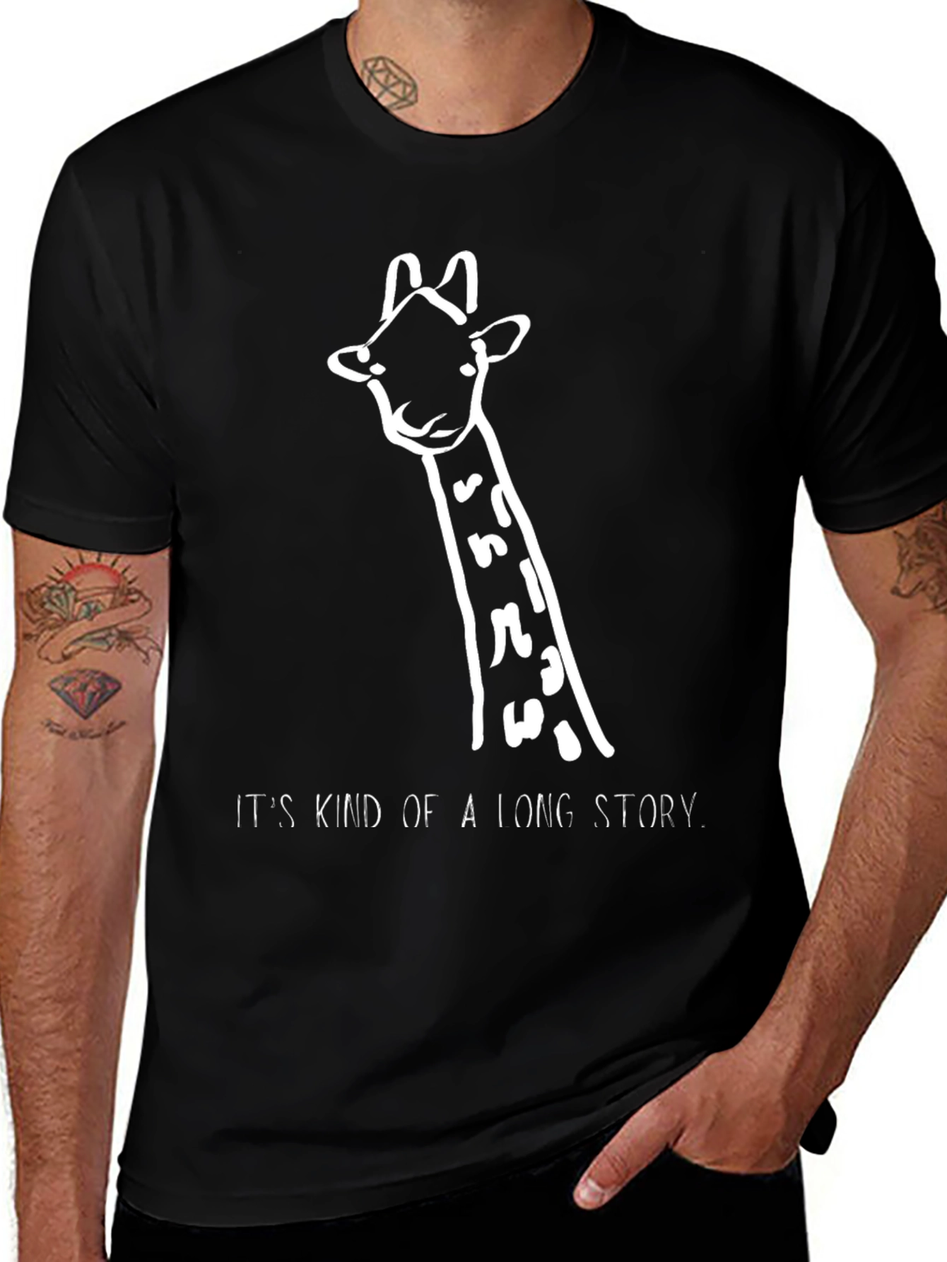 Variant 28 of Funny Giraffe Graphic T-Shirt - It's Kind of a Long Story Tee
