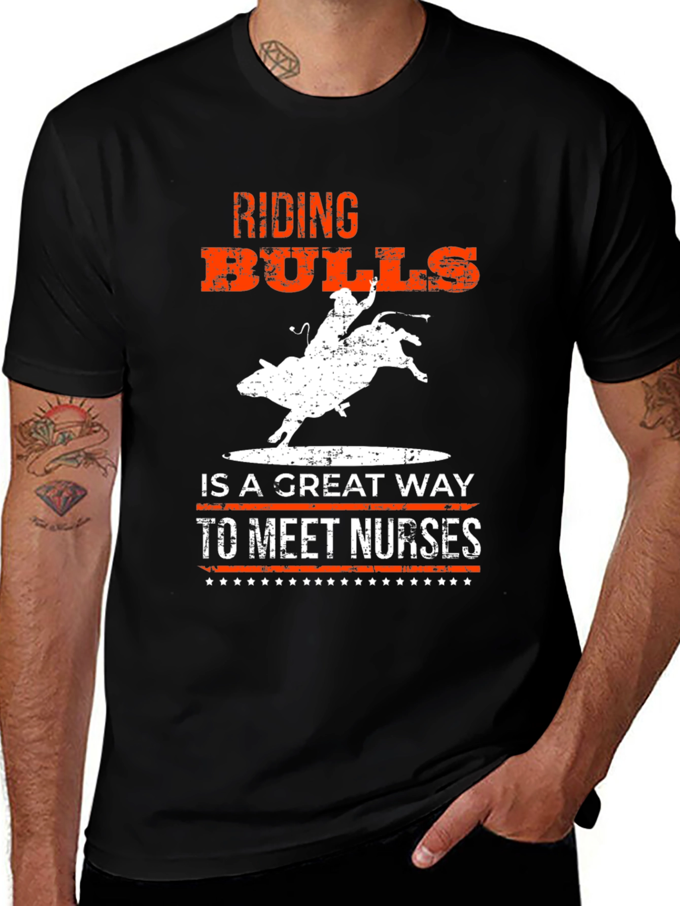 Variant 5 of Riding Bulls to Meet Nurses Graphic T-Shirt