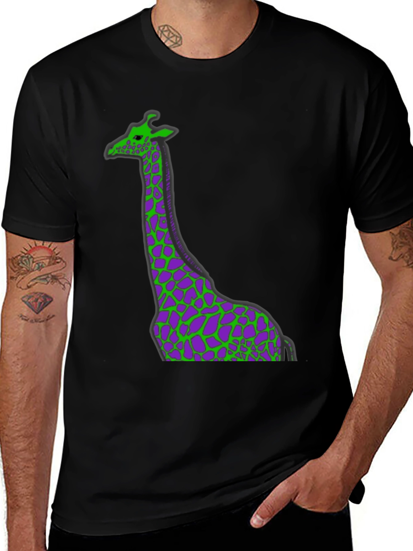 Variant 24 of Green and Purple Giraffe Graphic T-Shirt