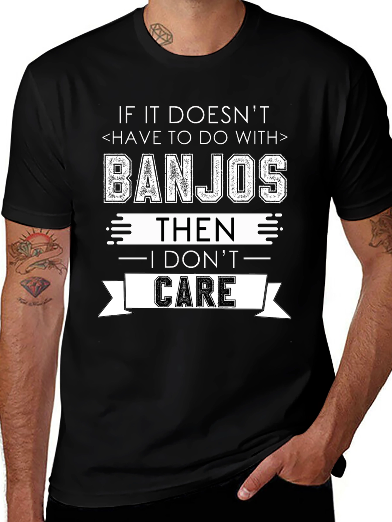 Variant 26 of Banjo Lover T-Shirt - I Don't Care!