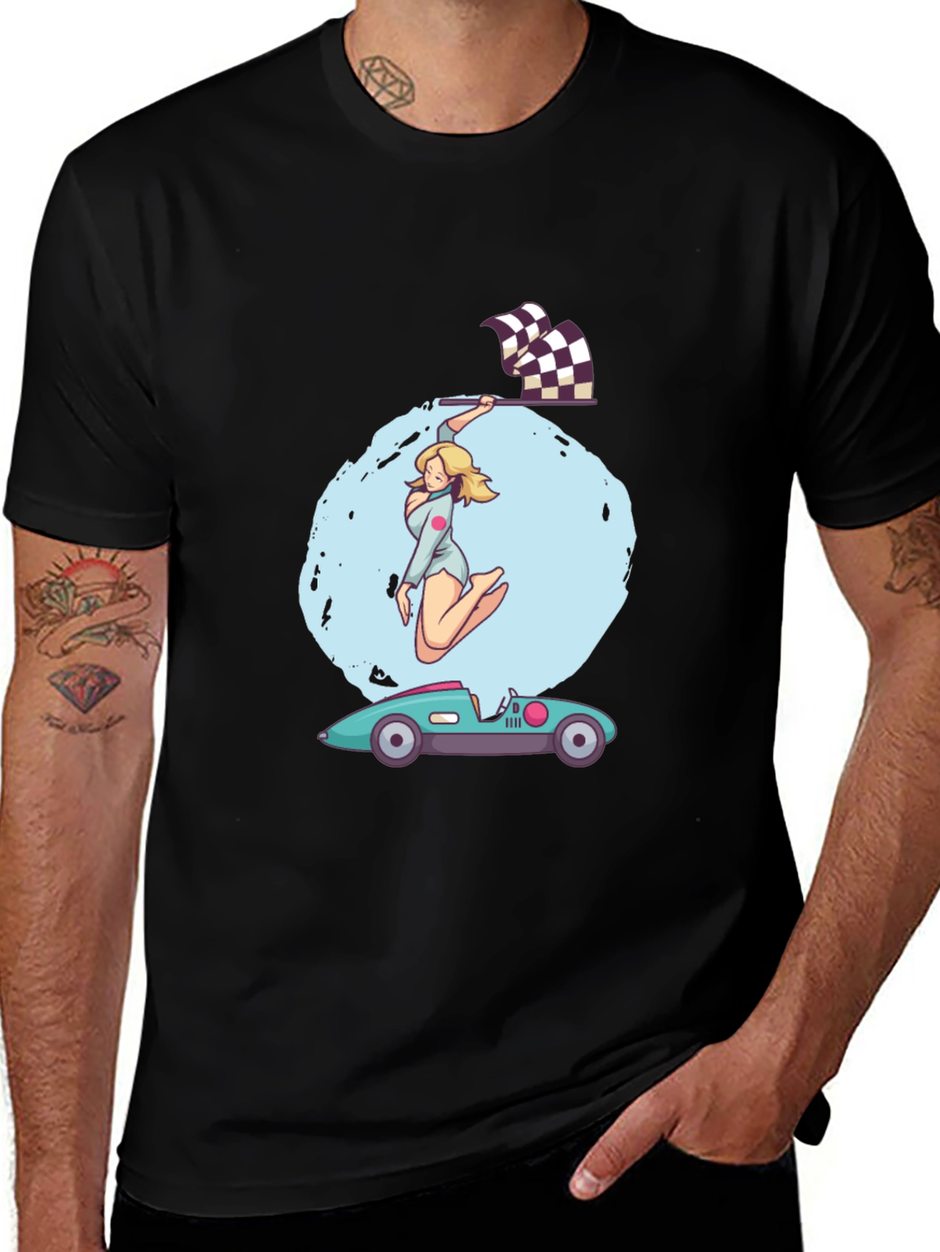 Variant 9 of Racing Girl Graphic Tee - Black