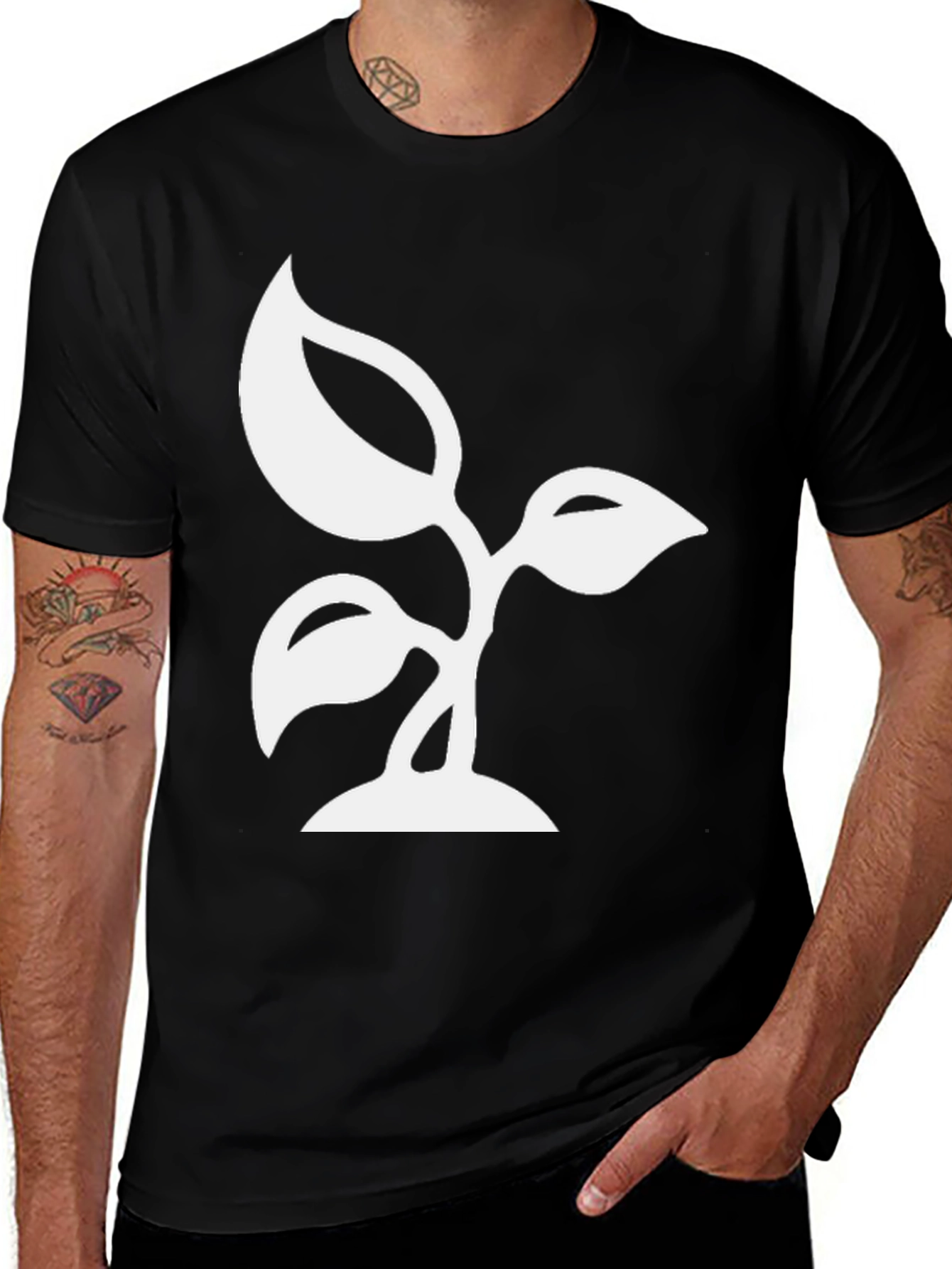 Variant 30 of Plant Graphic Tee - Black Cotton T-Shirt