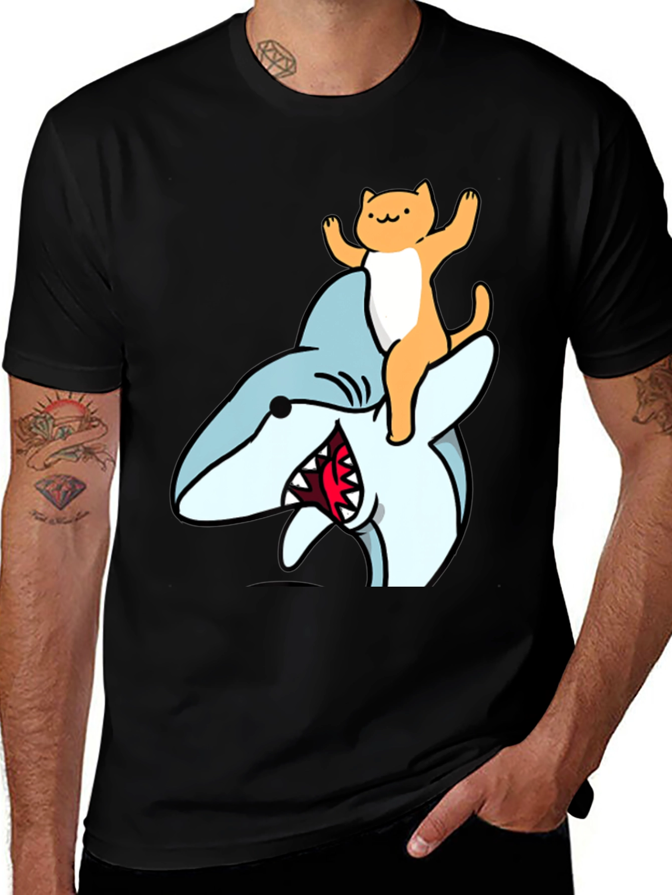 Variant 2 of Shark Cat T-Shirt - Funny Graphic Tee