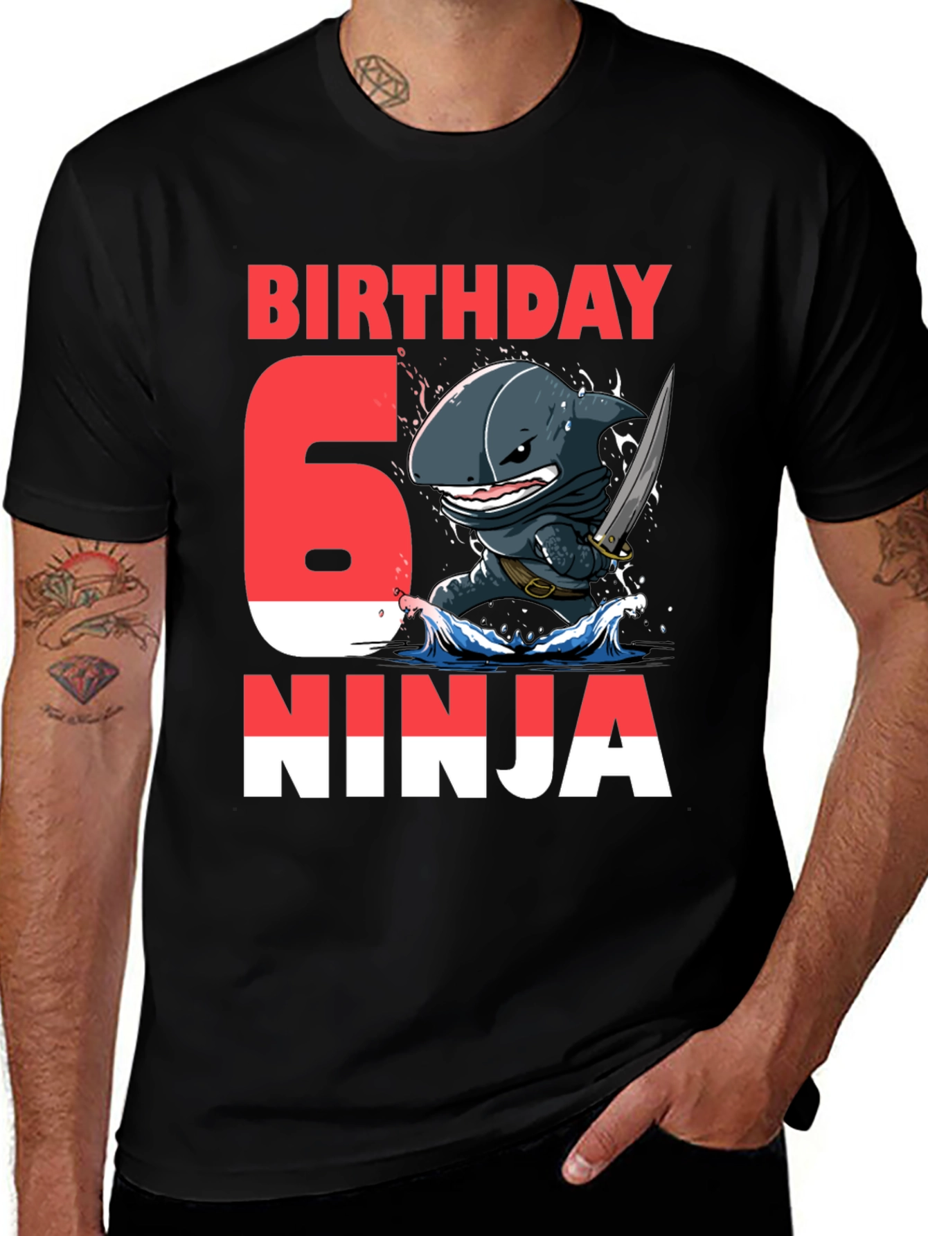 Variant 2 of 6th Birthday Ninja Shark T-Shirt