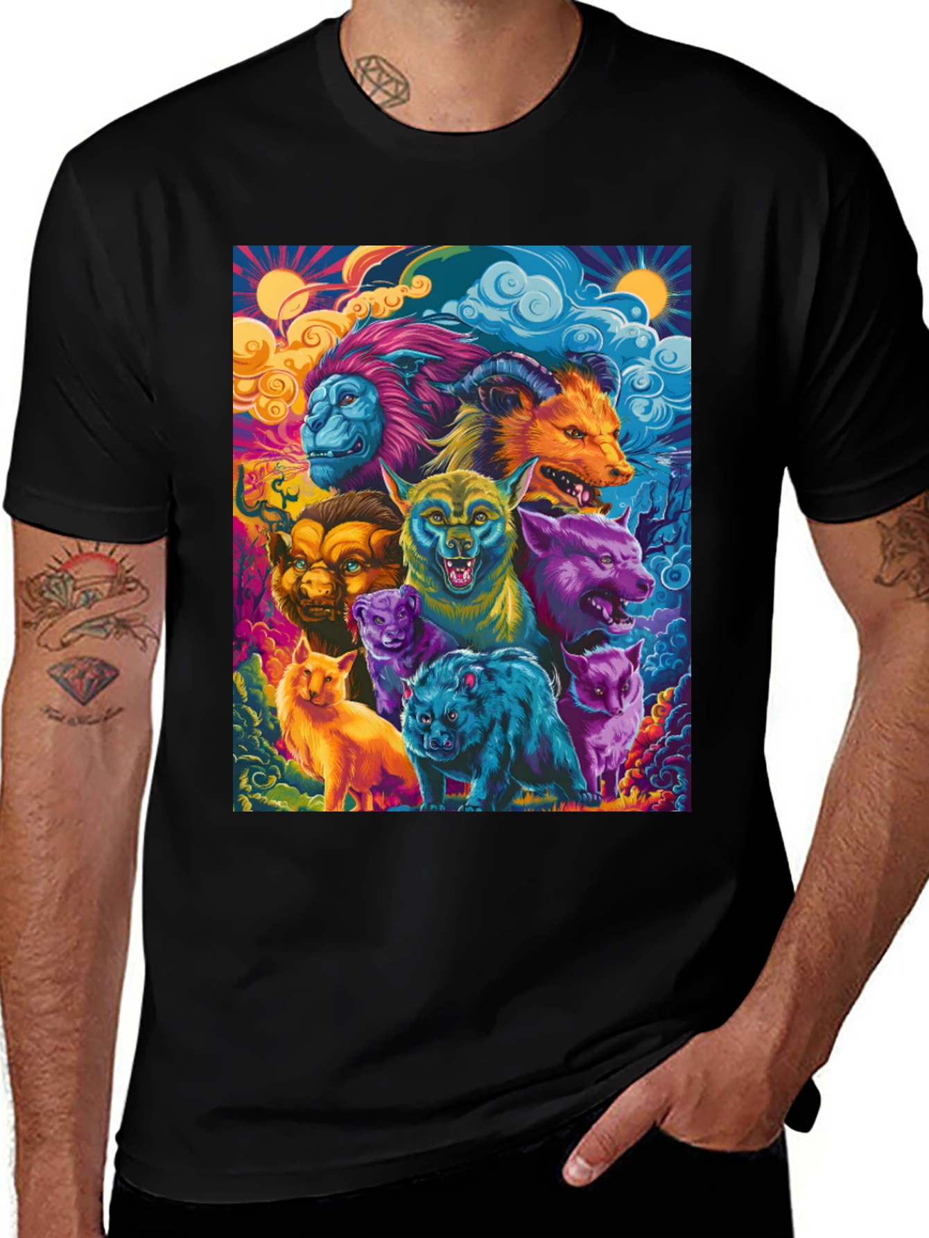 Variant 8 of Psychedelic Animal Kingdom Graphic Tee