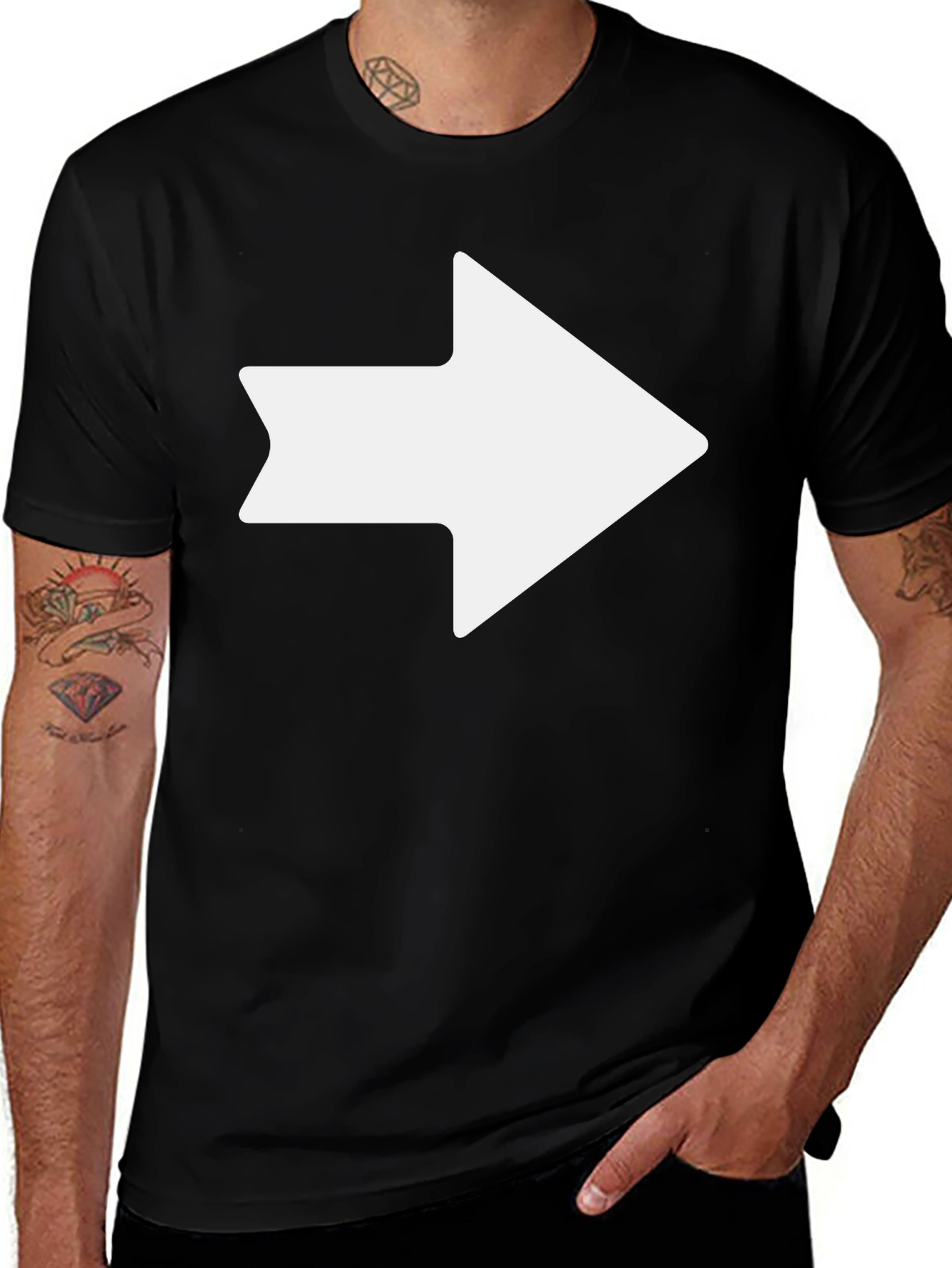 Variant 10 of Directional Arrow Graphic Tee - Black Cotton T-Shirt