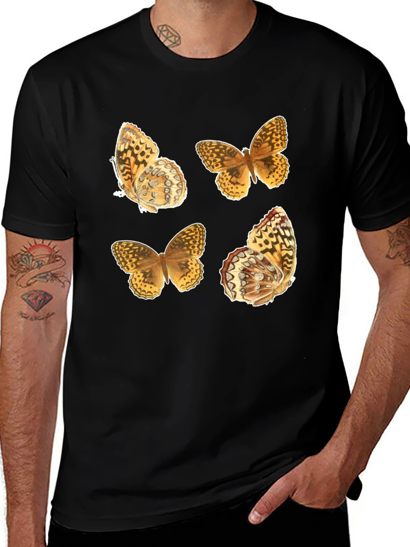 Variant 18 of Butterfly Print Black T-Shirt