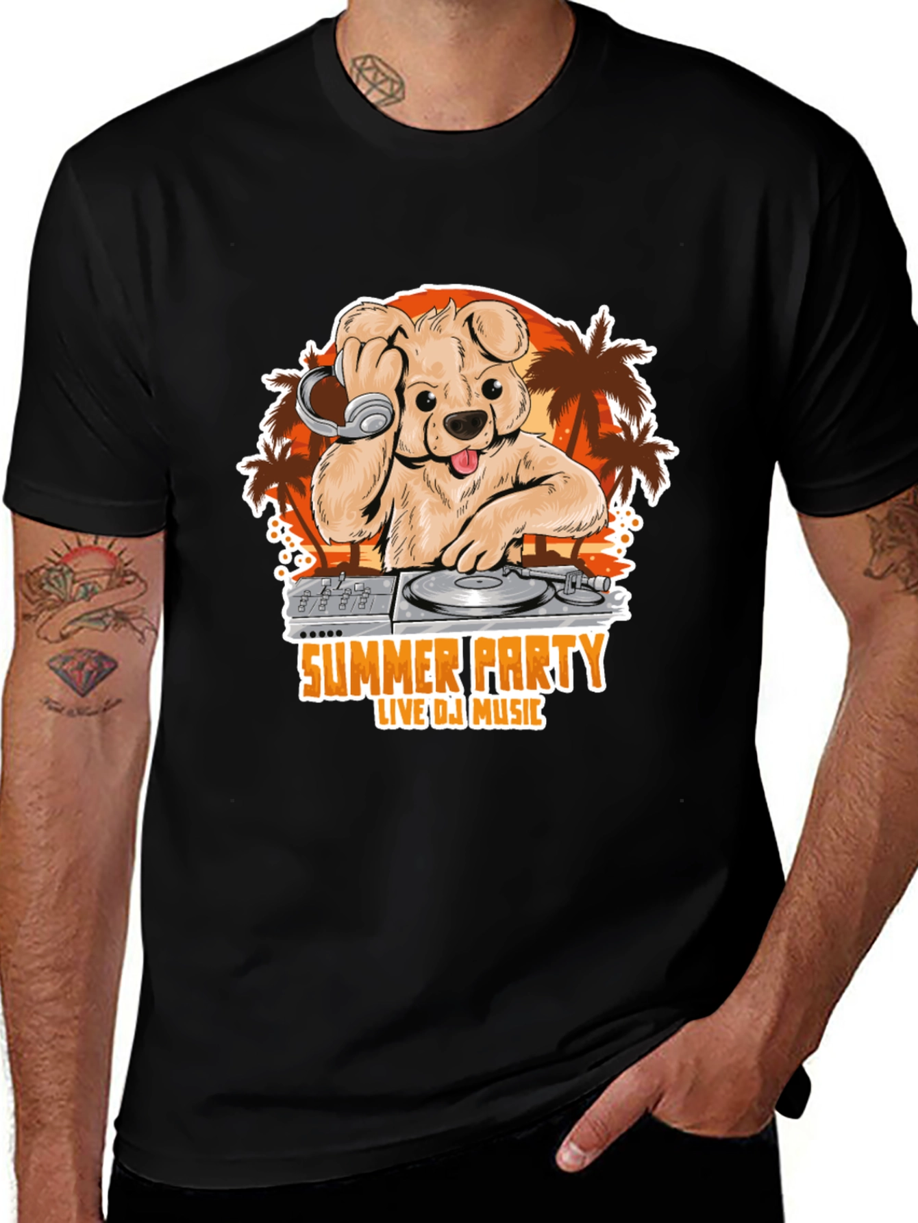 Variant 4 of Summer Party DJ Dog Graphic T-Shirt